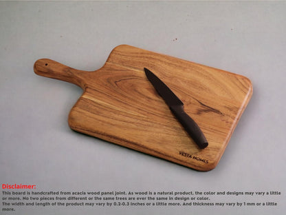 Wooden Round Chopping Board/Cutting Board/Serving Board, Plate for Pizza, Vegetables, Fruits and Cheese Acacia Wood 11.5 x 11.5 Inches Handcrafted Natural