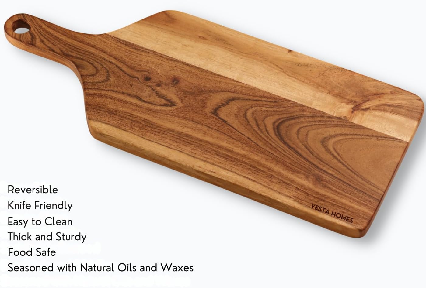 Wooden Round Chopping Board/Cutting Board/Serving Board, Plate for Pizza, Vegetables, Fruits and Cheese Acacia Wood 11.5 x 11.5 Inches Handcrafted Natural