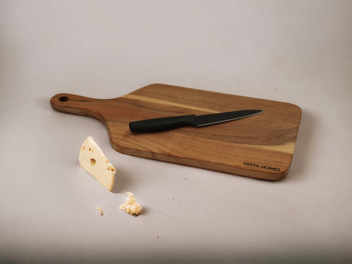 Wooden Round Chopping Board/Cutting Board/Serving Board, Plate for Pizza, Vegetables, Fruits and Cheese Acacia Wood 11.5 x 11.5 Inches Handcrafted Natural