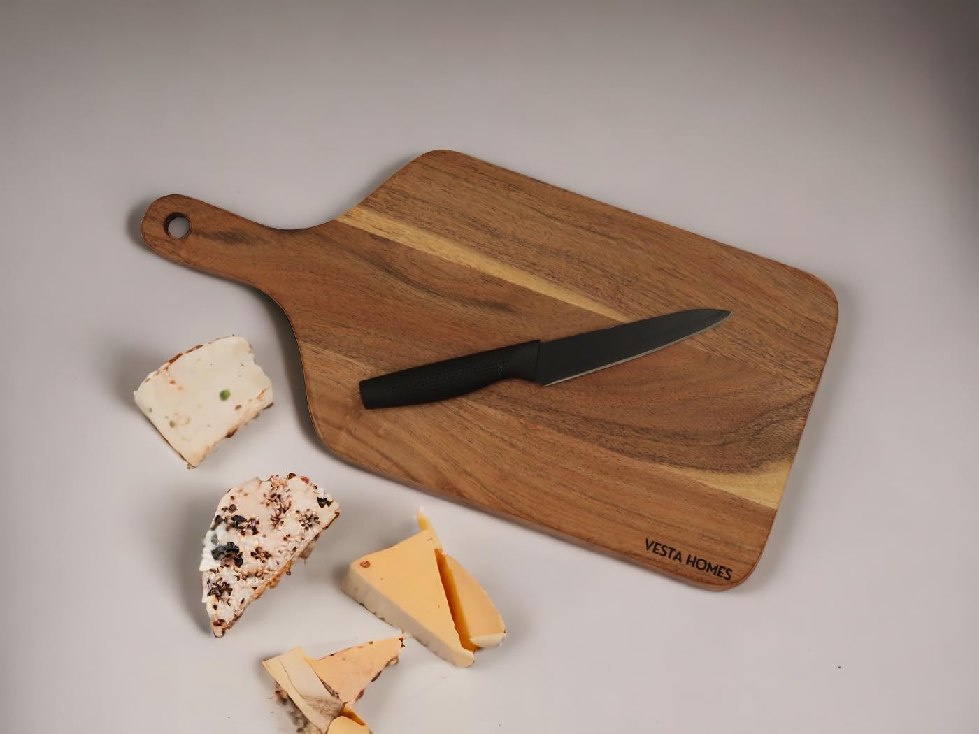 Wooden Round Chopping Board/Cutting Board/Serving Board, Plate for Pizza, Vegetables, Fruits and Cheese Acacia Wood 11.5 x 11.5 Inches Handcrafted Natural