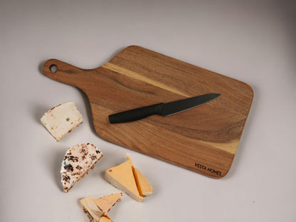 Wooden Round Chopping Board/Cutting Board/Serving Board, Plate for Pizza, Vegetables, Fruits and Cheese Acacia Wood 11.5 x 11.5 Inches Handcrafted Natural