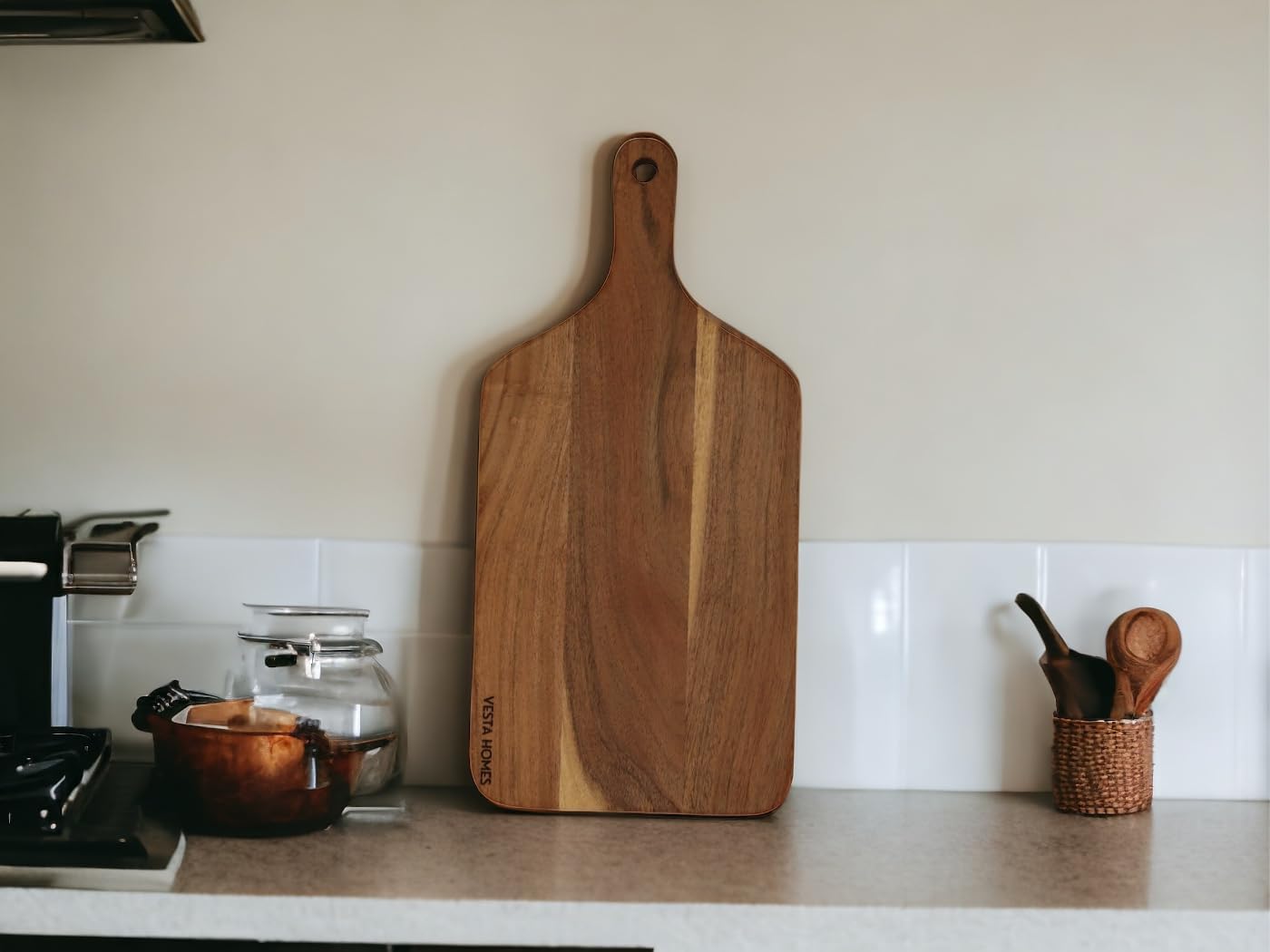 Wooden Round Chopping Board/Cutting Board/Serving Board, Plate for Pizza, Vegetables, Fruits and Cheese Acacia Wood 11.5 x 11.5 Inches Handcrafted Natural