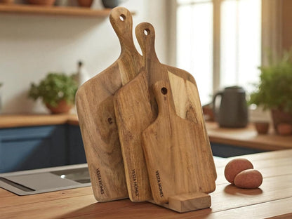 Wooden Round Chopping Board/Cutting Board/Serving Board, Plate for Pizza, Vegetables, Fruits and Cheese Acacia Wood 11.5 x 11.5 Inches Handcrafted Natural