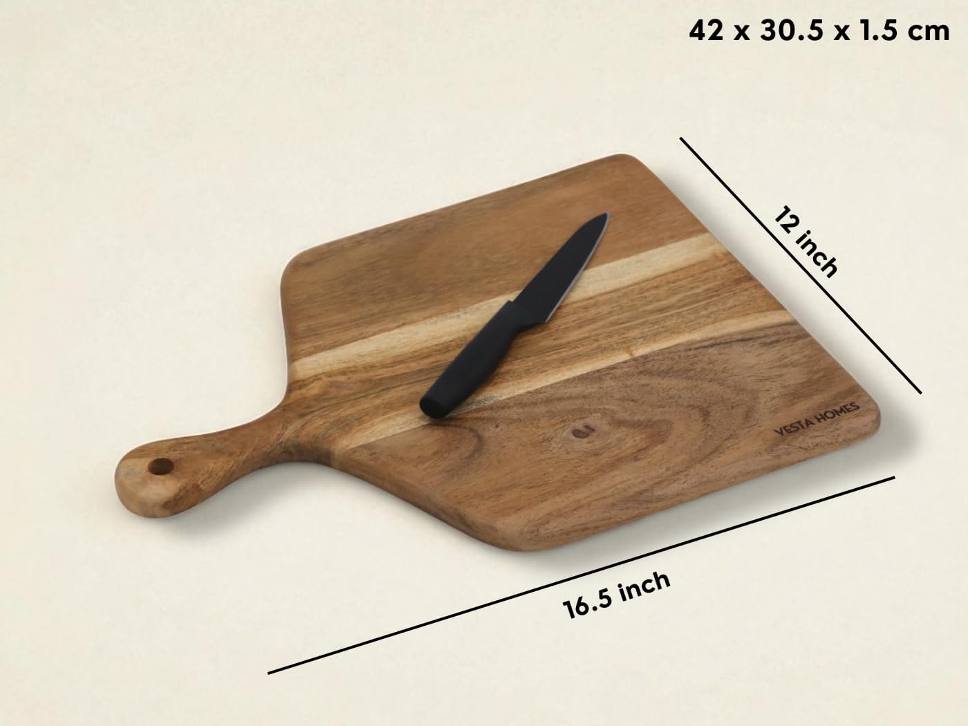 Wooden Round Chopping Board/Cutting Board/Serving Board, Plate for Pizza, Vegetables, Fruits and Cheese Acacia Wood 11.5 x 11.5 Inches Handcrafted Natural