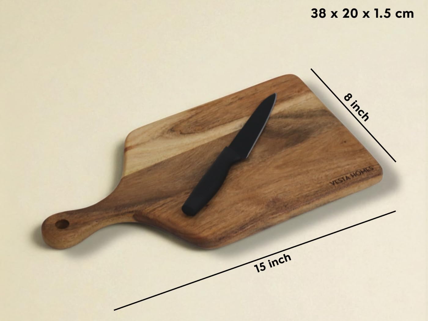 Wooden Round Chopping Board/Cutting Board/Serving Board, Plate for Pizza, Vegetables, Fruits and Cheese Acacia Wood 11.5 x 11.5 Inches Handcrafted Natural