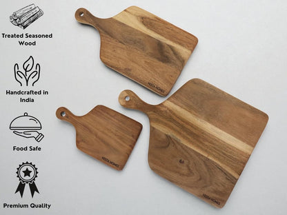 Wooden Round Chopping Board/Cutting Board/Serving Board, Plate for Pizza, Vegetables, Fruits and Cheese Acacia Wood 11.5 x 11.5 Inches Handcrafted Natural