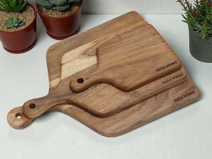 Wooden Round Chopping Board/Cutting Board/Serving Board, Plate for Pizza, Vegetables, Fruits and Cheese Acacia Wood 11.5 x 11.5 Inches Handcrafted Natural