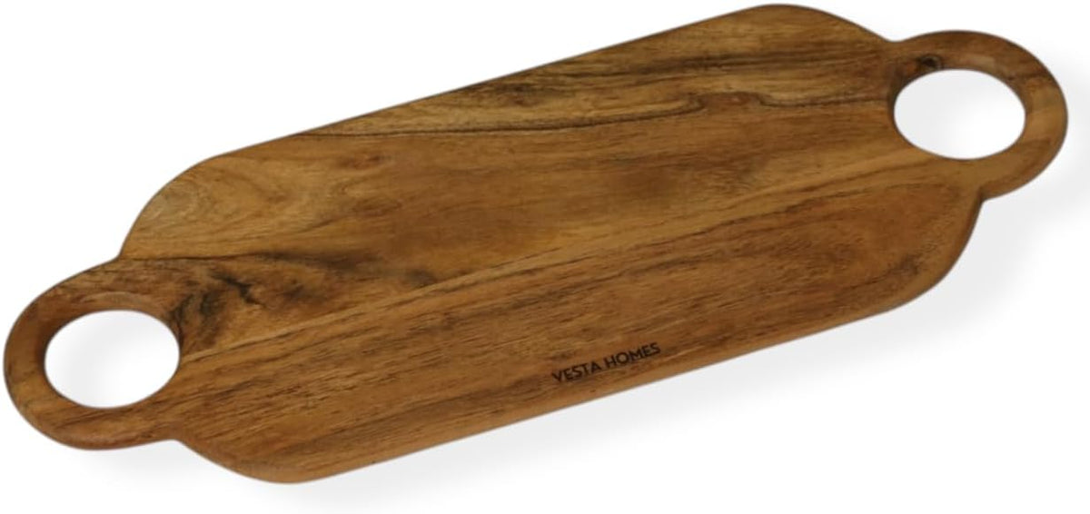 Wooden Round Chopping Board/Cutting Board/Serving Board, Plate for Pizza, Vegetables, Fruits and Cheese Acacia Wood 11.5 x 11.5 Inches Handcrafted Natural