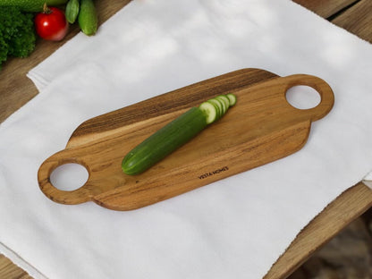 Wooden Round Chopping Board/Cutting Board/Serving Board, Plate for Pizza, Vegetables, Fruits and Cheese Acacia Wood 11.5 x 11.5 Inches Handcrafted Natural