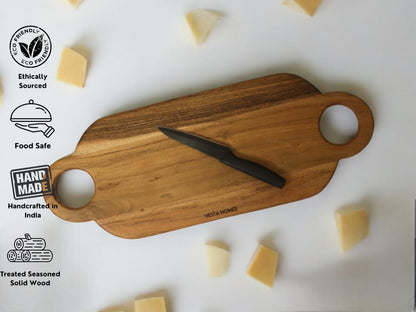 Wooden Round Chopping Board/Cutting Board/Serving Board, Plate for Pizza, Vegetables, Fruits and Cheese Acacia Wood 11.5 x 11.5 Inches Handcrafted Natural