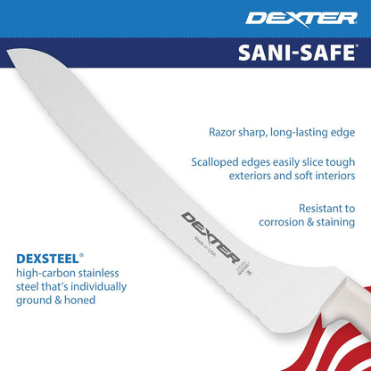 9” Scalloped Offset Sandwich Knife – High-Carbon Stainless Steel Blade, Slip-Resistant Handle, NSF Certified – Ideal for Bread, Subs, and Sandwich Prep – Made in the USA