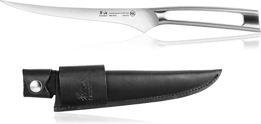 Cangshan TN1 Series 1021639 Swedish 14C28N Steel Forged 7-Inch Fillet Knife and Leather Sheath Set