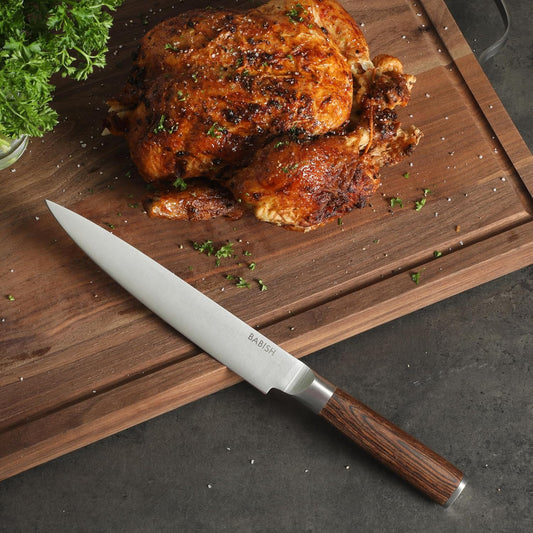 8-Inch Carving Knife – High-Carbon 1.4116 German Steel Slicing Knife with Dark Pakka Wood Handle, Full-Tang Razor Sharp Blade for Carving Meat, Turkey, Roast & BBQ