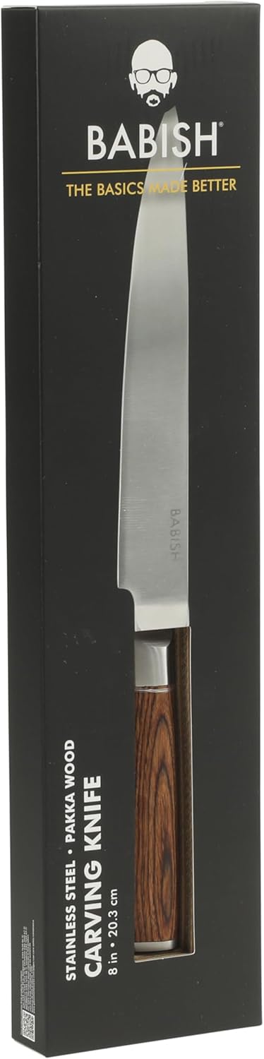 8-Inch Carving Knife – High-Carbon 1.4116 German Steel Slicing Knife with Dark Pakka Wood Handle, Full-Tang Razor Sharp Blade for Carving Meat, Turkey, Roast & BBQ
