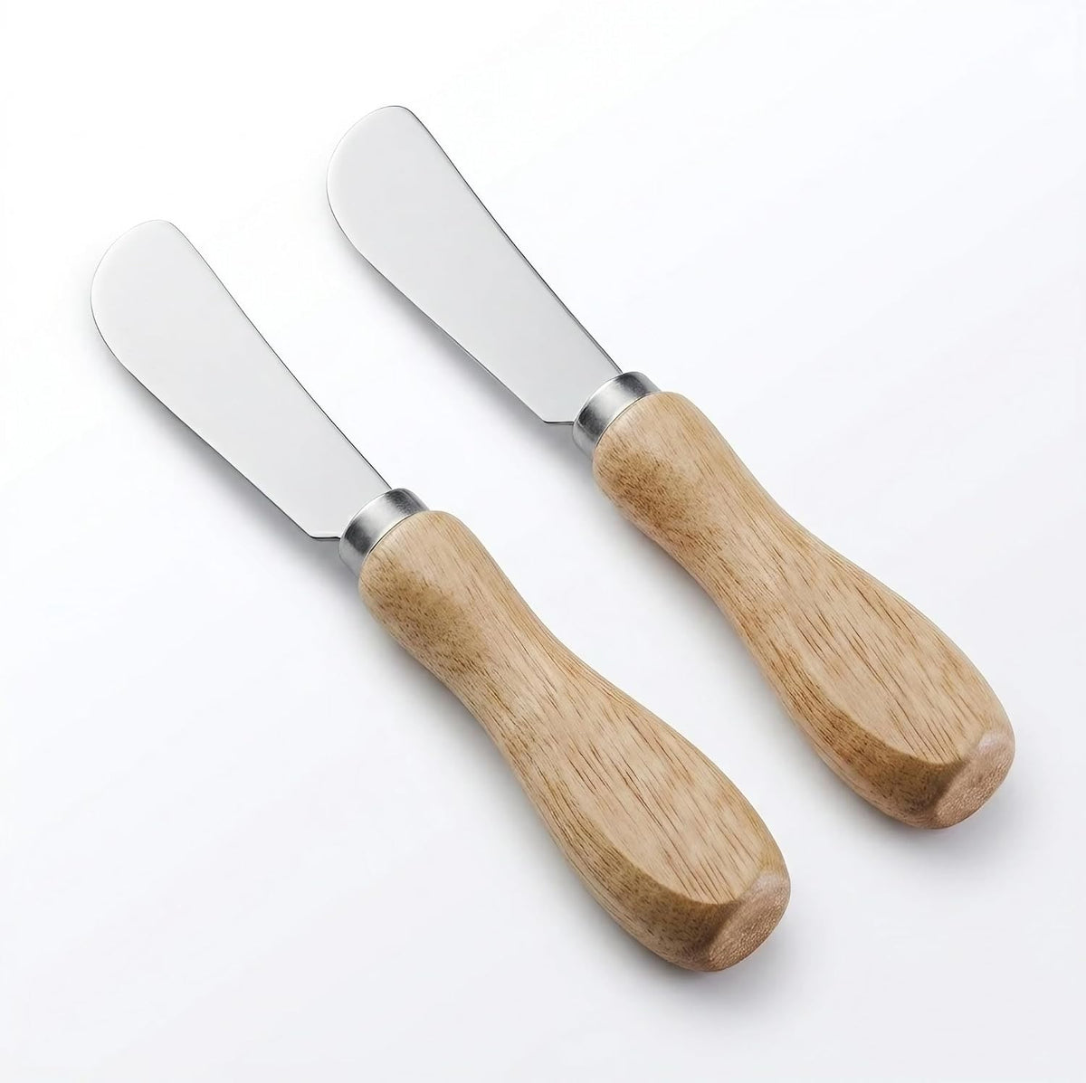 Butter Knives Set of 2, Oak Handle, Durable Stainless Steel Blade, Butter Knife for Smooth Spreading Butter Cream Cheese Jam, Ideal for Bagels, Sandwiches, Butter Knife Spreader 6 Inches (Oak 6.2")
