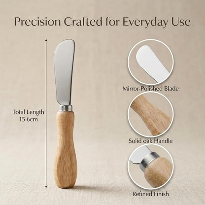 Butter Knives Set of 2, Oak Handle, Durable Stainless Steel Blade, Butter Knife for Smooth Spreading Butter Cream Cheese Jam, Ideal for Bagels, Sandwiches, Butter Knife Spreader 6 Inches (Oak 6.2")