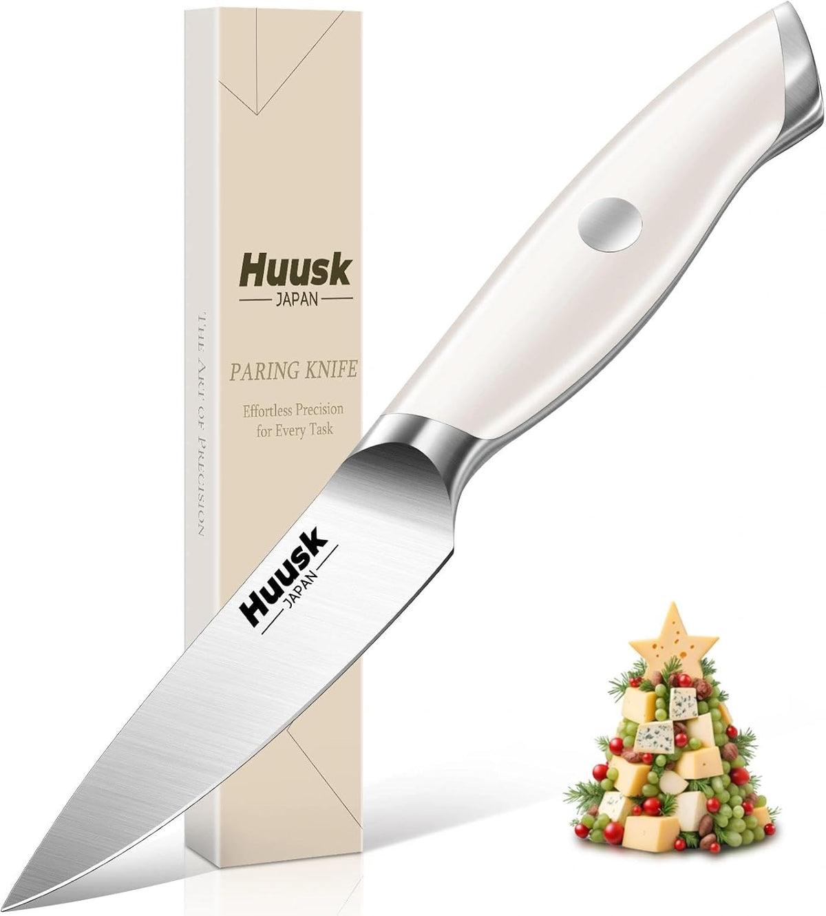 Huusk Kitchen Knife Block Set - Chef Knife Set with Acacia Block Black 14PC | Japanese Stainless Steel, Long-Lasting Edge, Full Tang Ergonomic, All-in-One for Daily Cooking, Elegant Wedding Gift