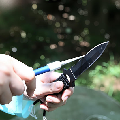 Serrated Knife Sharpener - Retractable Diamond Pocket Sharpening Rod for Knife, Scissor and Fish Hook - Mini Portable Blade Sharpener Tool for Kitchen, Outdoor, Hunting and Fishing