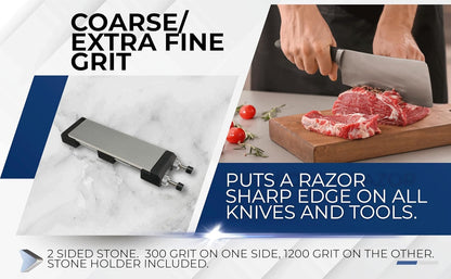 8 x 3 Diamond Sharpening Stone – Dual-Sided Knife Sharpener – 300 & 1200 Grits