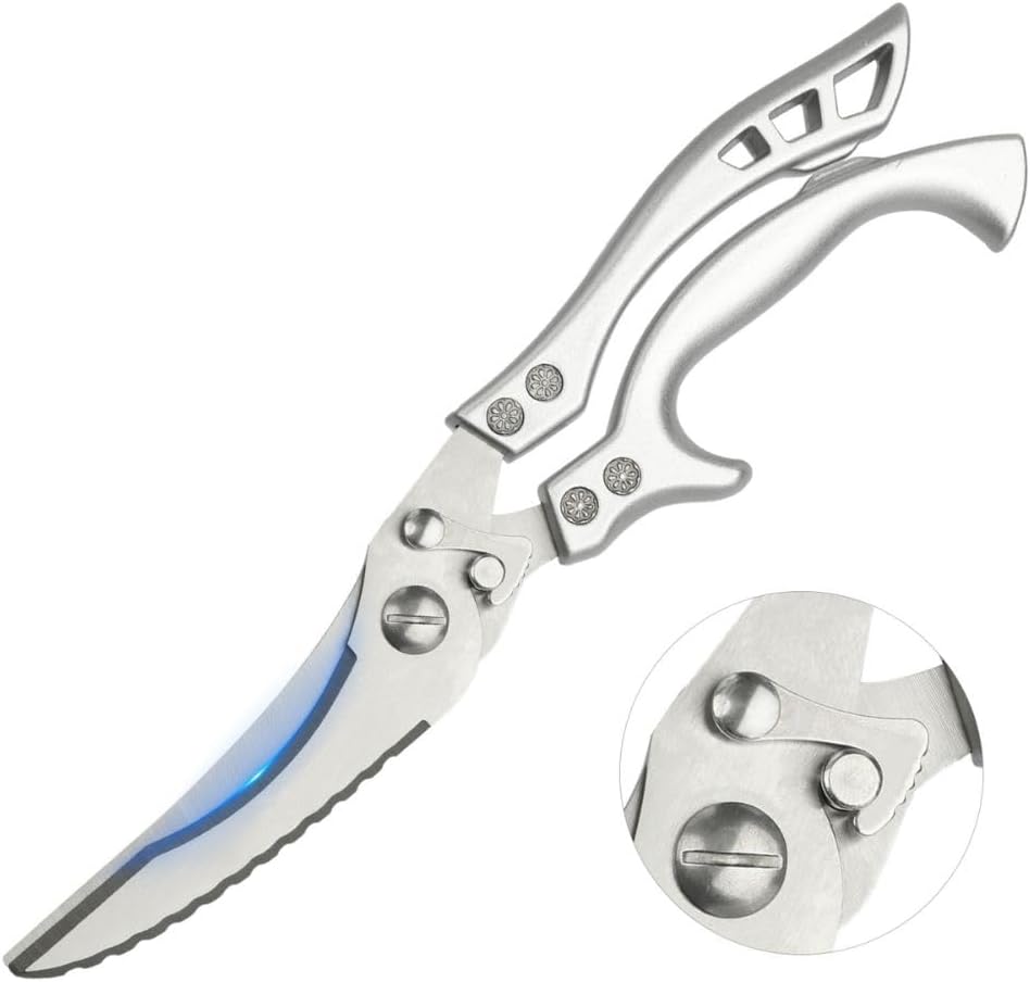 Heavy Duty Poultry Shears Kitchen Scissors Stainless Steel Chicken Scissors for Meat, Bone & Vegetables, Multipurpose Kitchen Shears with Safety Lock, Ergonomic Non-Slip Full Steel Handle