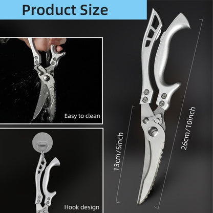 Heavy Duty Poultry Shears Kitchen Scissors Stainless Steel Chicken Scissors for Meat, Bone & Vegetables, Multipurpose Kitchen Shears with Safety Lock, Ergonomic Non-Slip Full Steel Handle