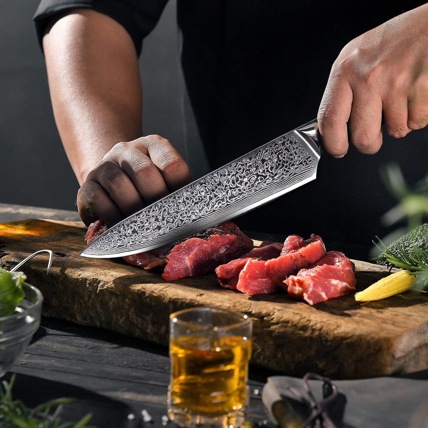 FANTECK 5 Inch Utility Knife, Japanese Damascus VG10 67 Layer Kitchen Fruit Paring Chef Utility Knives -Blue G10 Handle,-Razor Sharp, Stain & Corrosion Resistant, & Awesome Edge Retention