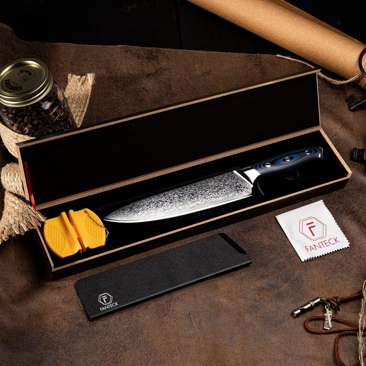 FANTECK 5 Inch Utility Knife, Japanese Damascus VG10 67 Layer Kitchen Fruit Paring Chef Utility Knives -Blue G10 Handle,-Razor Sharp, Stain & Corrosion Resistant, & Awesome Edge Retention