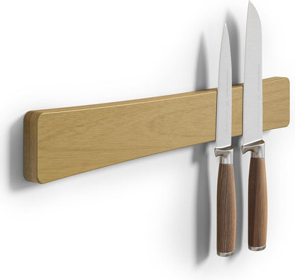 Magnetic Knife Holder for Wall, 16" Acacia Wood No Drill Knife Magnet Strip Use as Tool Key Storage Knife Bar, Powerful Wall Mounted Magnetic Knife Rack for Refrigerator & Kitchen Utensil Organizer