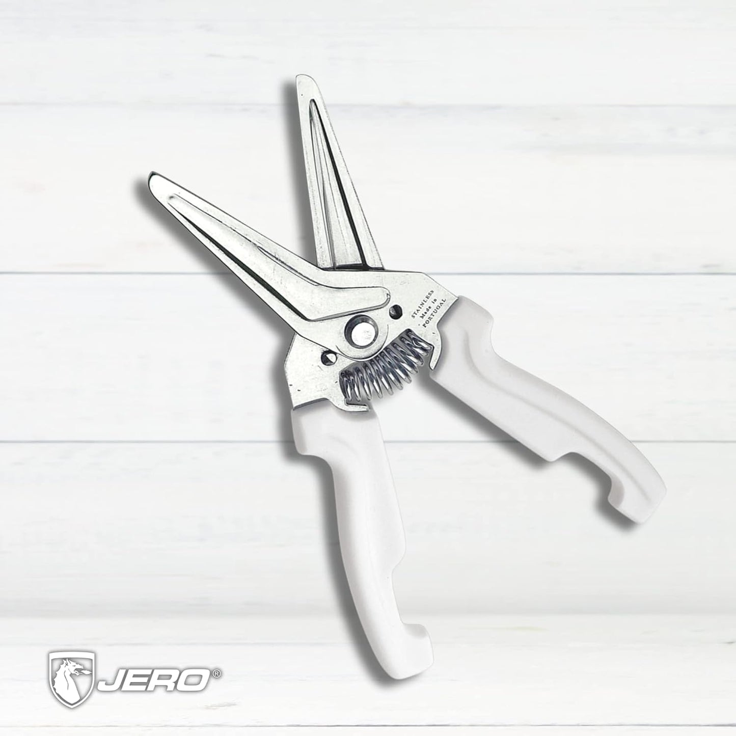 Spring Assisted Stainless Steel Kitchen Shears with Holder - Perfect Kitchen Scissors For Herbs, Floral Trimming, Crafting and Kitchen Use - Made In Portgual - Ideal Gift For Chef Or Butcher