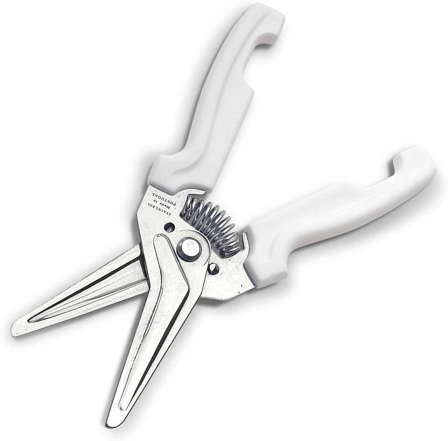 Spring Assisted Stainless Steel Kitchen Shears with Holder - Perfect Kitchen Scissors For Herbs, Floral Trimming, Crafting and Kitchen Use - Made In Portgual - Ideal Gift For Chef Or Butcher