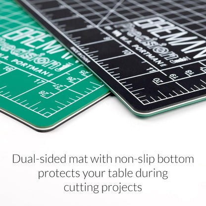 Fabric Cutting Mat with Craft Knife & Straight Edge Craft Ruler | This set includes 12x18 Inch Sewing Cutting Mat, 10pc #11 Blades, Xacto Craft Knife Set, & 18'' Cork Backed Metal Ruler Set
