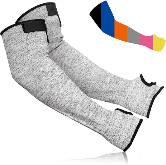 Cut Resistant Arm Sleeves ANSI Level A5, Kitchen Arm Thumb Hole Protectors for Thin Skin & Bruising, for men and women- Industrial Arm Guards for Welding, Glass Handling, Pet Grooming(Grey)
