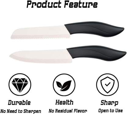 Ceramic Knife Set Black 6 Piece Kitchen Knife Set with Sheath Covers and Peeler Set - kitchen Chef Chef's Paring Bread Set
