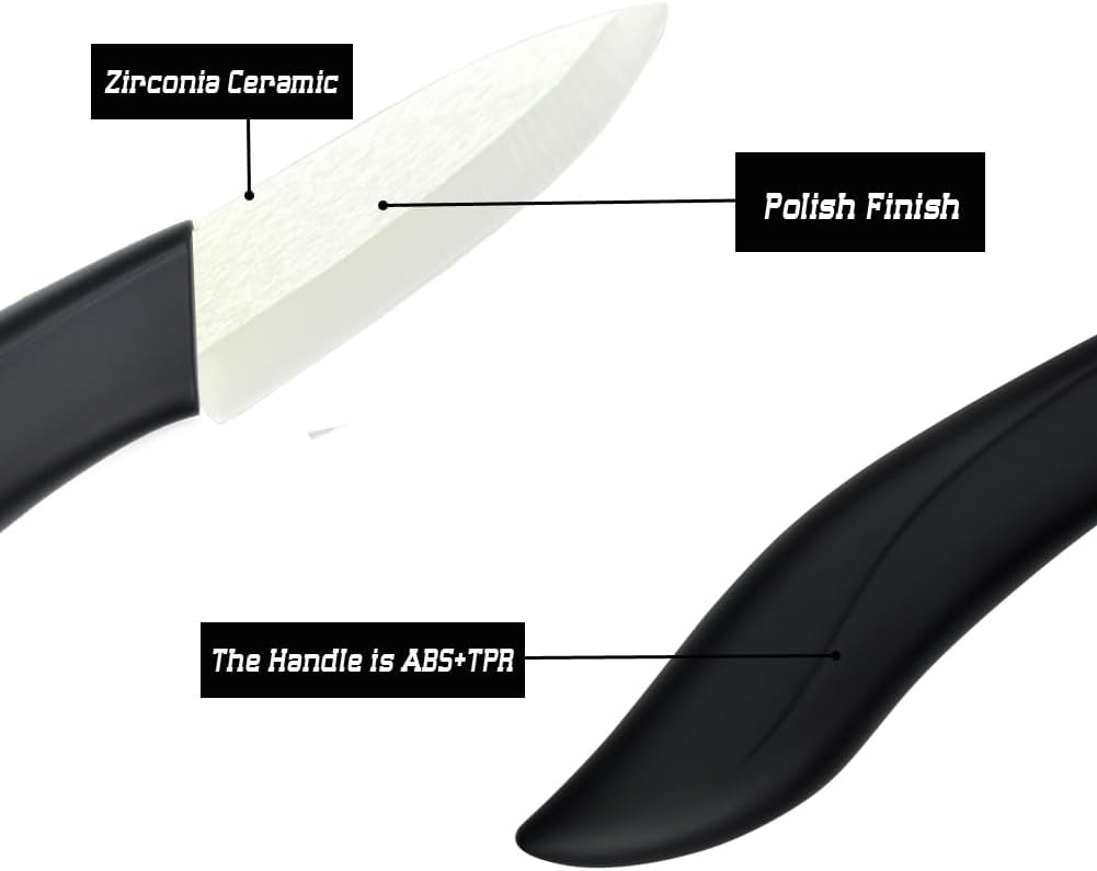Ceramic Knife Set Black 6 Piece Kitchen Knife Set with Sheath Covers and Peeler Set - kitchen Chef Chef's Paring Bread Set
