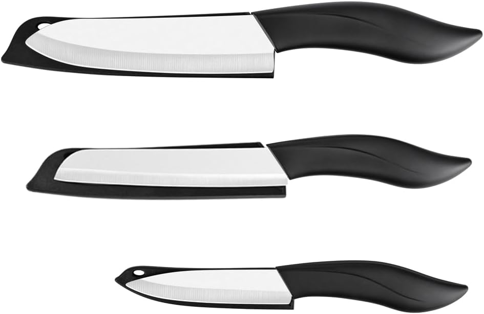 Ceramic Knife Set Black 6 Piece Kitchen Knife Set with Sheath Covers and Peeler Set - kitchen Chef Chef's Paring Bread Set