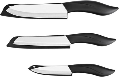 Ceramic Knife Set Black 6 Piece Kitchen Knife Set with Sheath Covers and Peeler Set - kitchen Chef Chef's Paring Bread Set