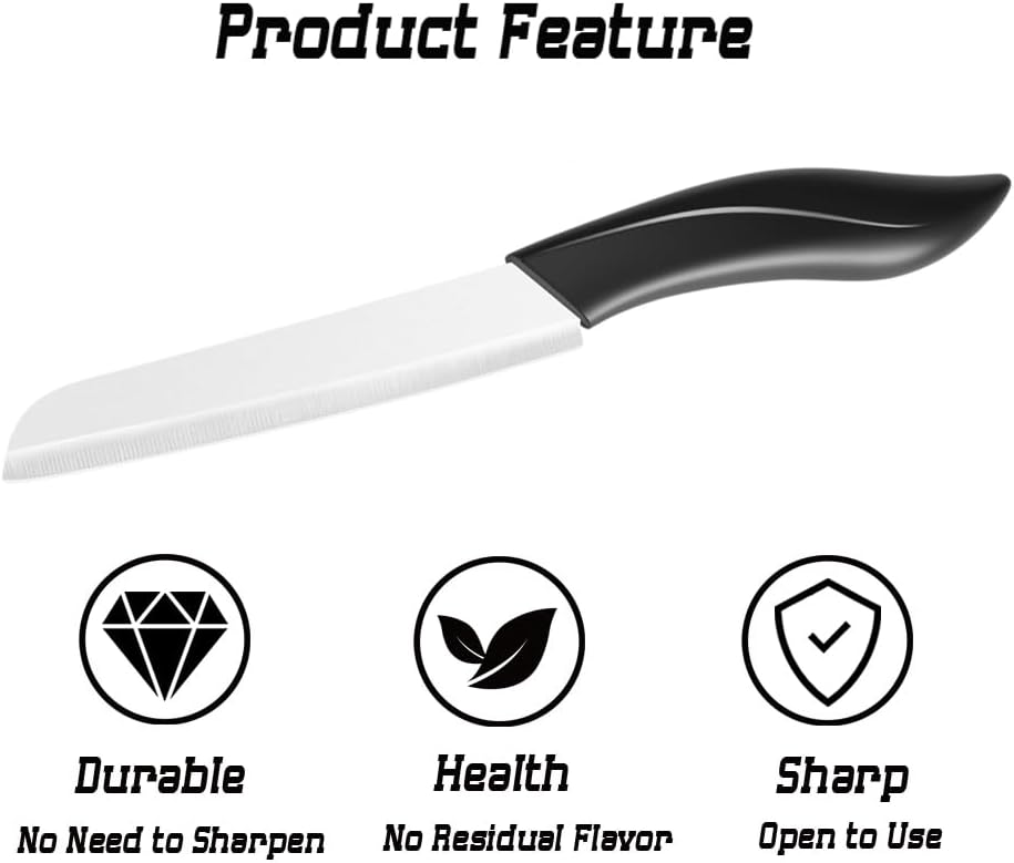 Ceramic Knife Set Black 6 Piece Kitchen Knife Set with Sheath Covers and Peeler Set - kitchen Chef Chef's Paring Bread Set