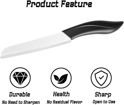 Ceramic Knife Set Black 6 Piece Kitchen Knife Set with Sheath Covers and Peeler Set - kitchen Chef Chef's Paring Bread Set