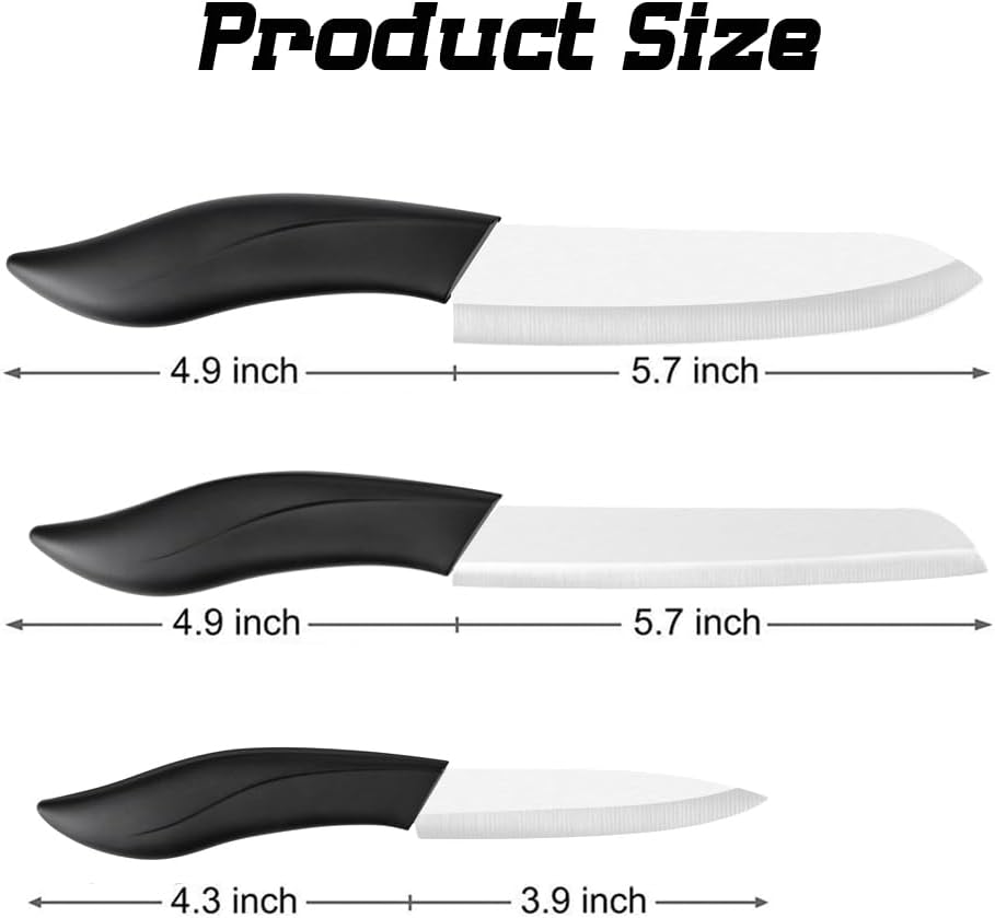 Ceramic Knife Set Black 6 Piece Kitchen Knife Set with Sheath Covers and Peeler Set - kitchen Chef Chef's Paring Bread Set