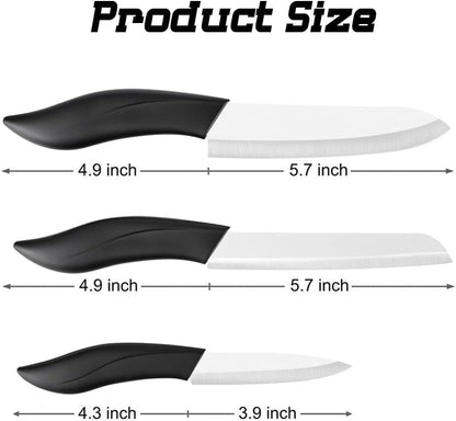 Ceramic Knife Set Black 6 Piece Kitchen Knife Set with Sheath Covers and Peeler Set - kitchen Chef Chef's Paring Bread Set