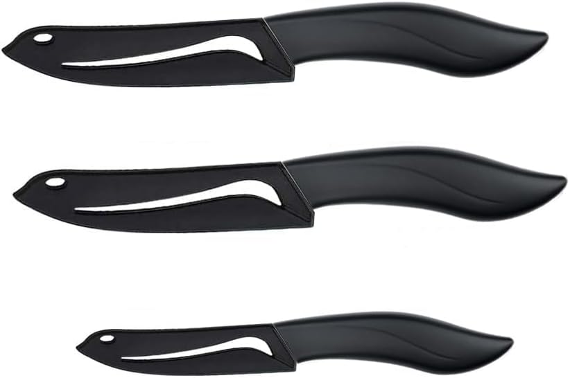 Ceramic Knife Set Black 6 Piece Kitchen Knife Set with Sheath Covers and Peeler Set - kitchen Chef Chef's Paring Bread Set