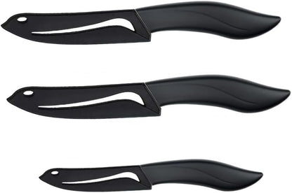 Ceramic Knife Set Black 6 Piece Kitchen Knife Set with Sheath Covers and Peeler Set - kitchen Chef Chef's Paring Bread Set
