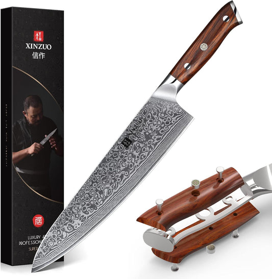 10 Inch Damascus Chef Knife Kitchen Knife Sharp Gyuto Knife Stainless Steel Fashion Professional Chef's Knife with Rosewood Handle