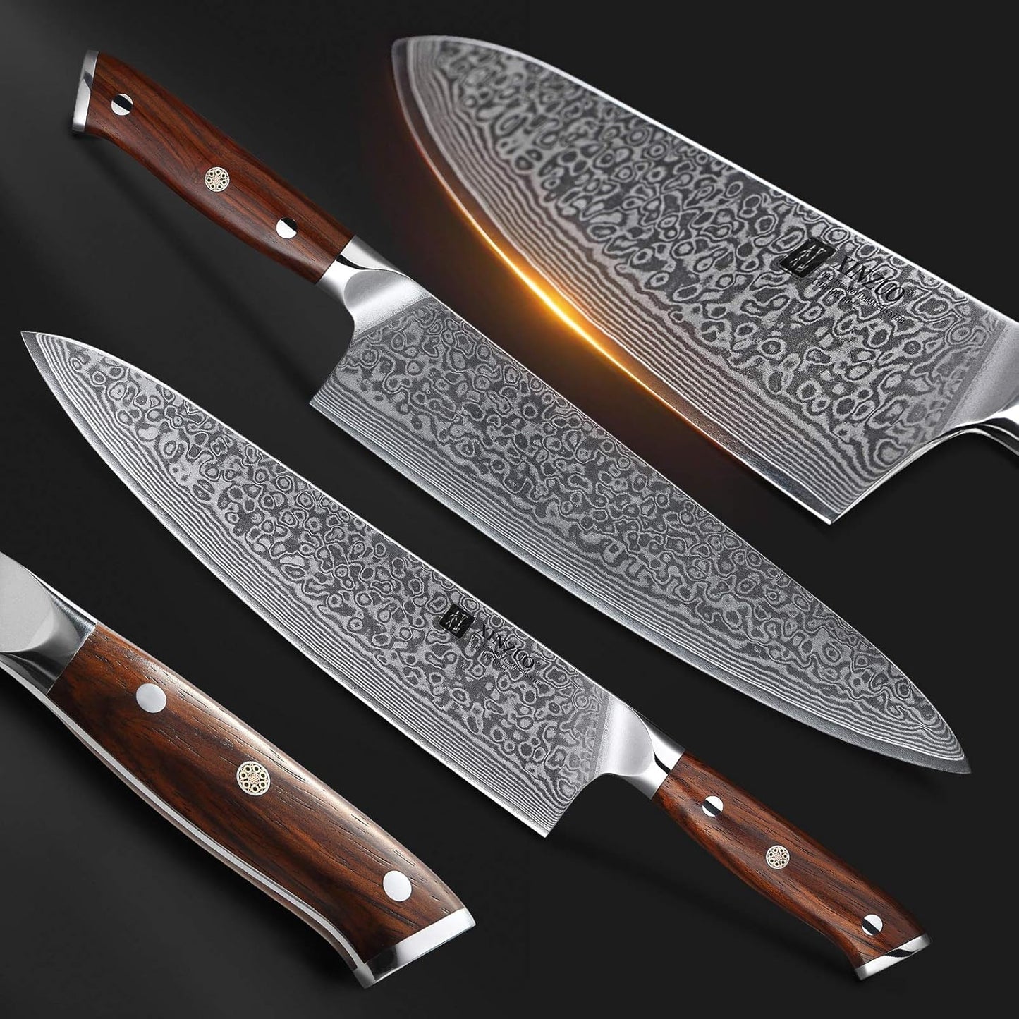 10 Inch Damascus Chef Knife Kitchen Knife Sharp Gyuto Knife Stainless Steel Fashion Professional Chef's Knife with Rosewood Handle