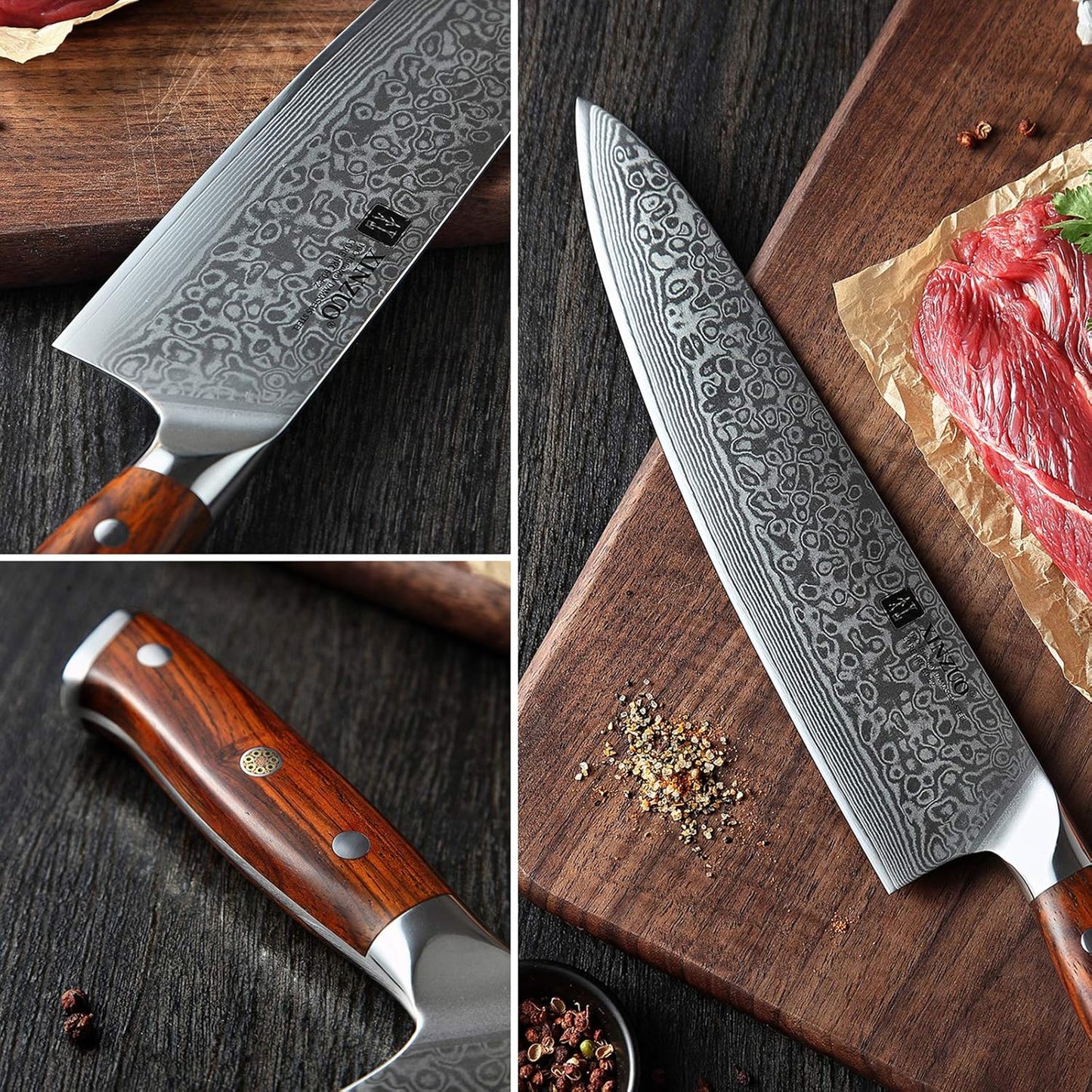 10 Inch Damascus Chef Knife Kitchen Knife Sharp Gyuto Knife Stainless Steel Fashion Professional Chef's Knife with Rosewood Handle
