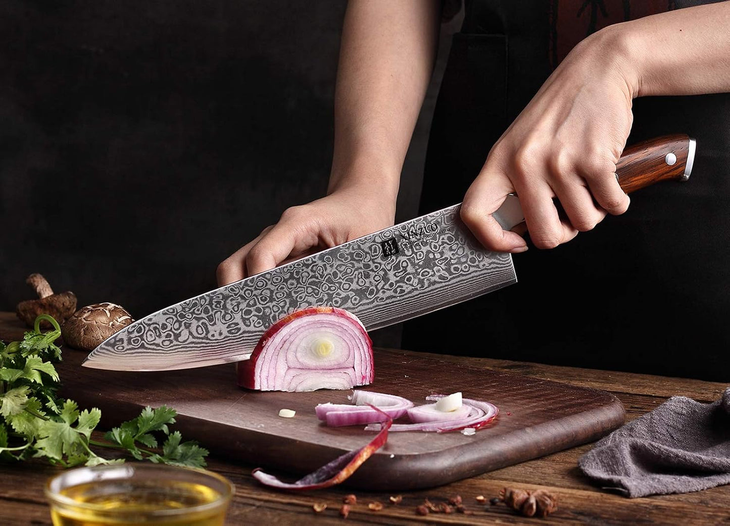 10 Inch Damascus Chef Knife Kitchen Knife Sharp Gyuto Knife Stainless Steel Fashion Professional Chef's Knife with Rosewood Handle