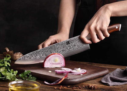 10 Inch Damascus Chef Knife Kitchen Knife Sharp Gyuto Knife Stainless Steel Fashion Professional Chef's Knife with Rosewood Handle