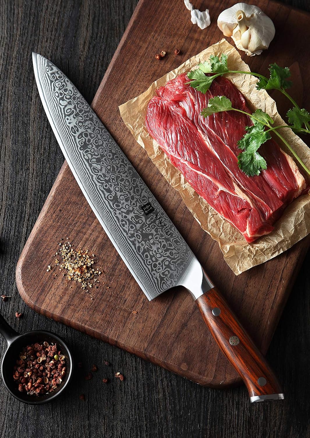 10 Inch Damascus Chef Knife Kitchen Knife Sharp Gyuto Knife Stainless Steel Fashion Professional Chef's Knife with Rosewood Handle