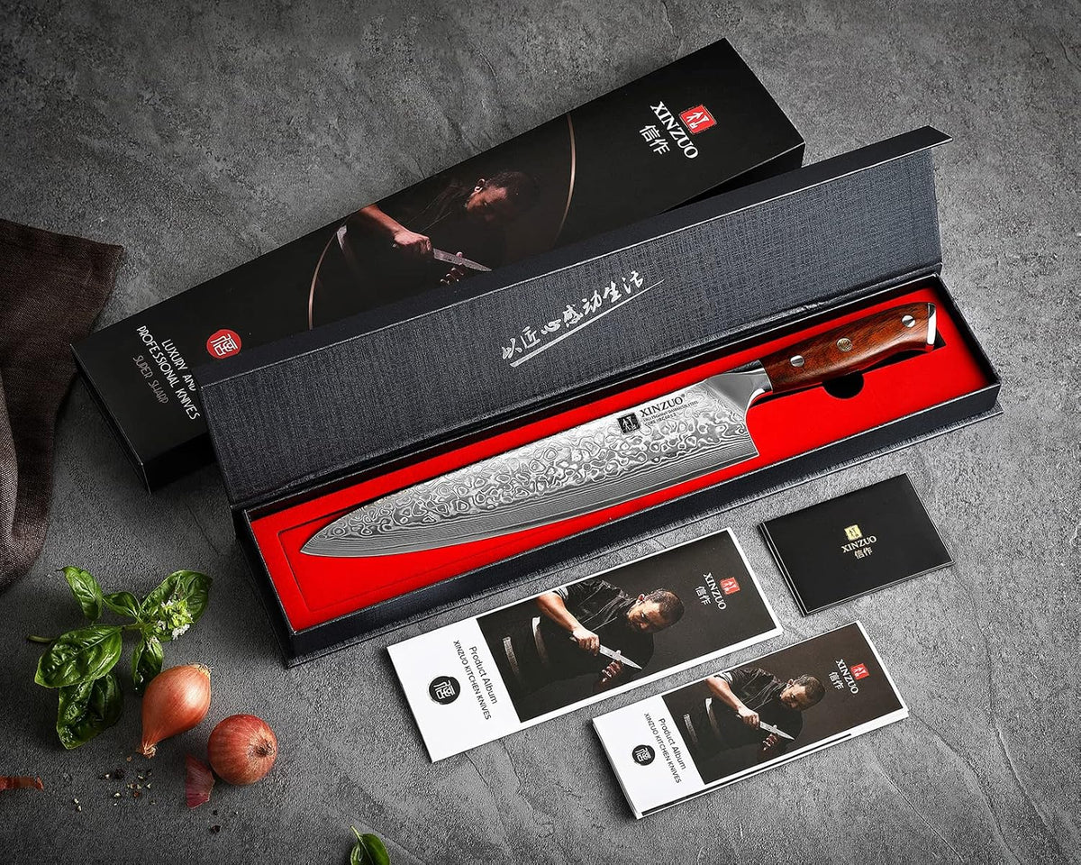 10 Inch Damascus Chef Knife Kitchen Knife Sharp Gyuto Knife Stainless Steel Fashion Professional Chef's Knife with Rosewood Handle