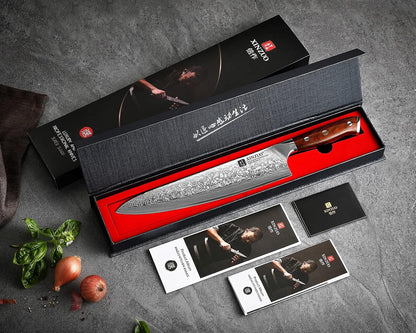 10 Inch Damascus Chef Knife Kitchen Knife Sharp Gyuto Knife Stainless Steel Fashion Professional Chef's Knife with Rosewood Handle